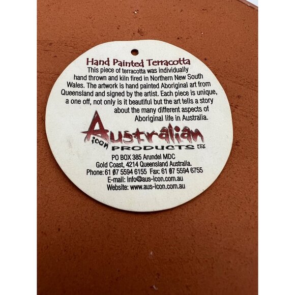 Hand Painted Terracotta Plate 7.75" Australian Icon Aboriginal Kangaroo Artwork - Picture 4 of 4